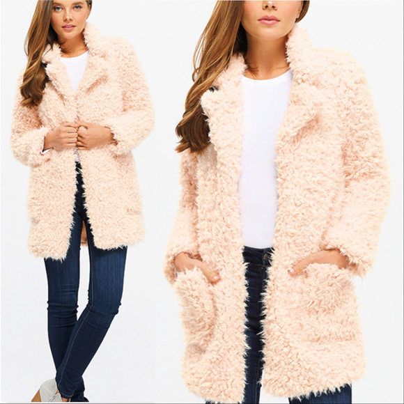 BLUSH FAUX FUR COAT - Picture 2 of 4